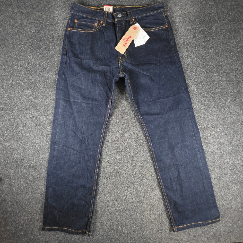 Levi's 505 Regular Fit Jeans Men 34x30 Dark Indigo Blue Denim 00505-0216